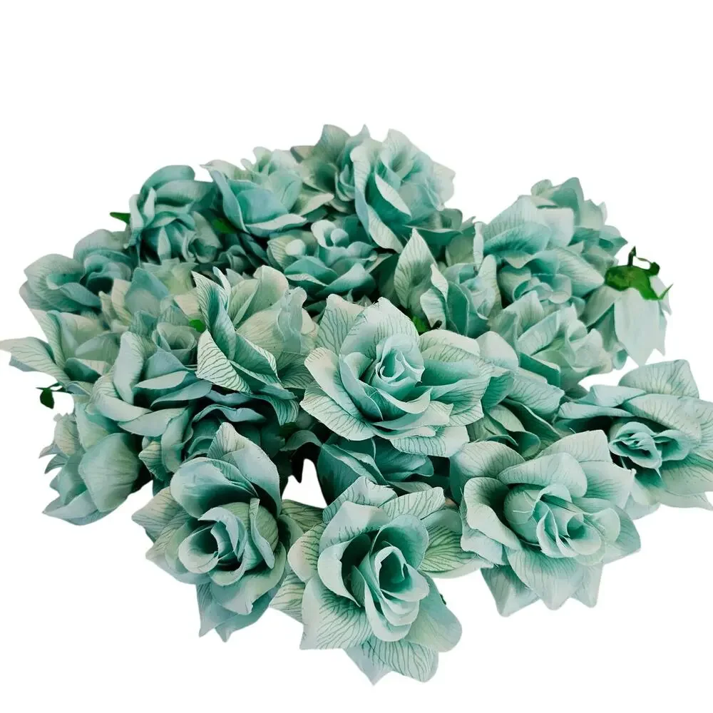 Aqua Artificial Silk Rose Flower Heads Wedding Craft 4